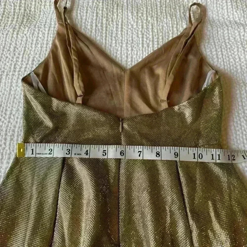 Lulu’s womens XS Keeps Getting Better Gold metallic Skater summer party Dress - Picture 10 of 13